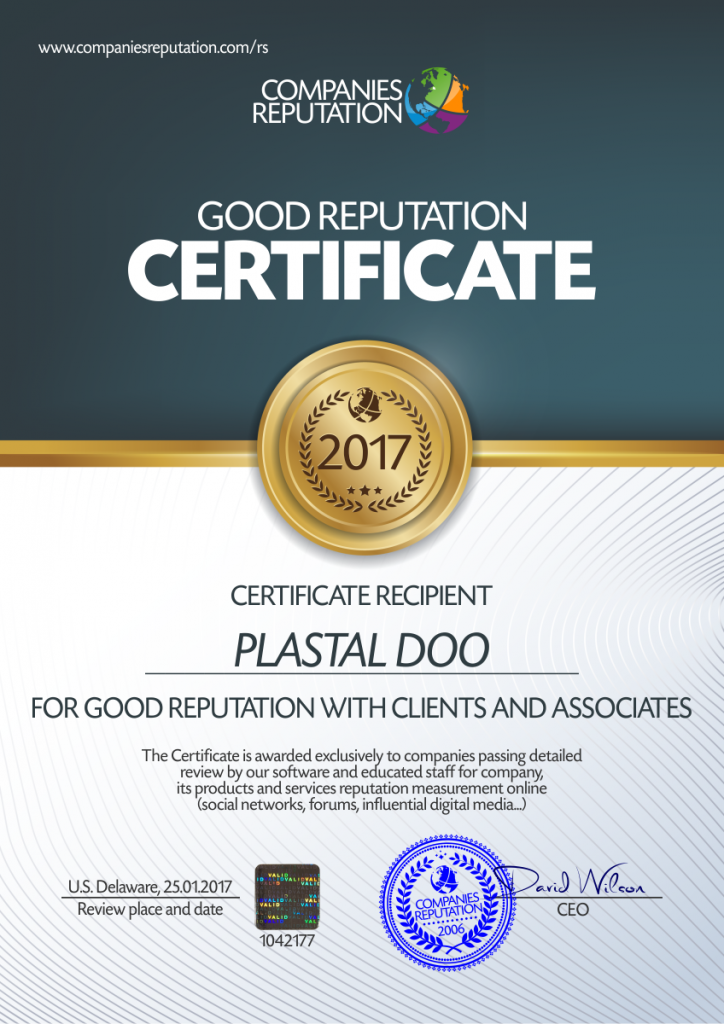 CERTIFICATE GOOD REPUTATION